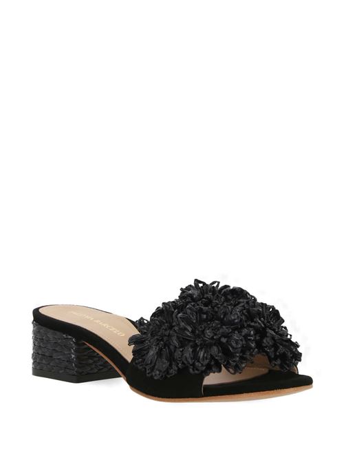 black suede almond open toe floral Paloma Barcelò | 24-2210FIOREBLACK